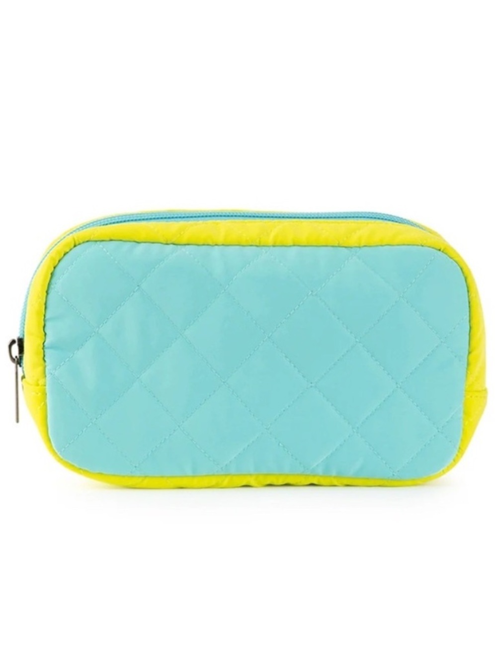 Haute Shore Charli Cosmetic Pouch NWT Blue Yellow Quilted Puffer Makeup Bag